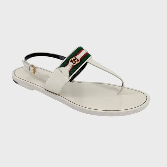 Gucci White and Green Sandals - Picture 7 of 12